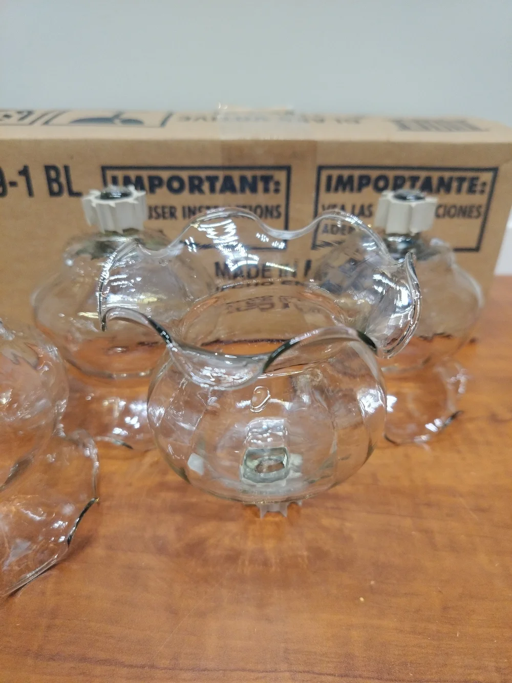 Clear Glass Tulip Votive Candle Holders With Ruffle Edges Set of4 Made in Mexico
